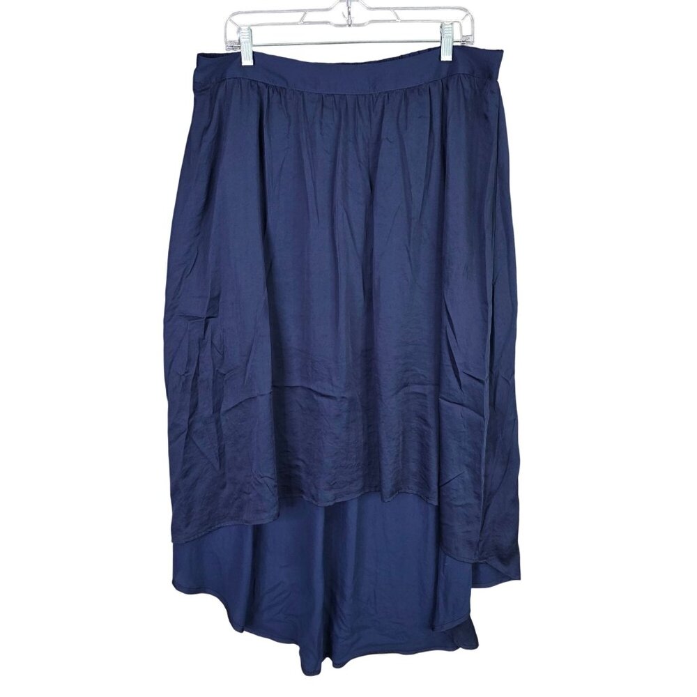 Womens Lauren Conrad Navy Blue High Low Hem Elastic Waist Maxi Skirt Size XL